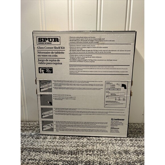 New Cool Brass Glass Corner Shelf Kit 12” X 12” Spur Shelving By Rubbermaid - Picture 5 of 7